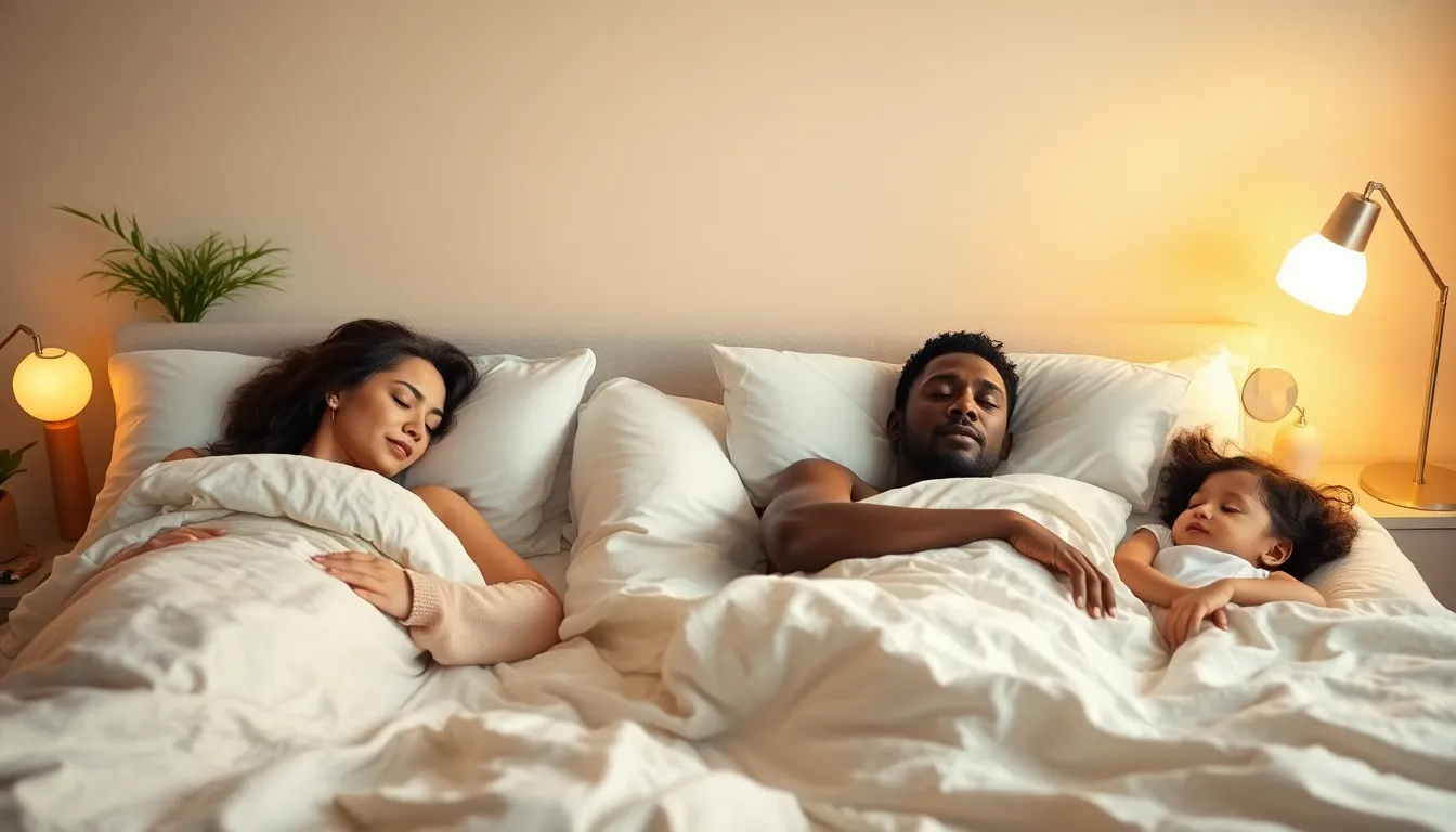 diverse group of people peacefully sleeping in a cozy bedroom.